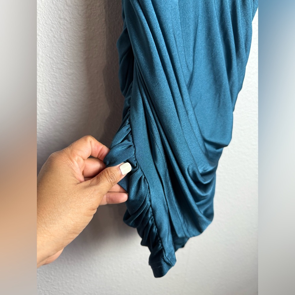 H:ours Revolve Miquela Teal Green Corset
Ruched Drape Dress Size XS. - Picture 5 of 7